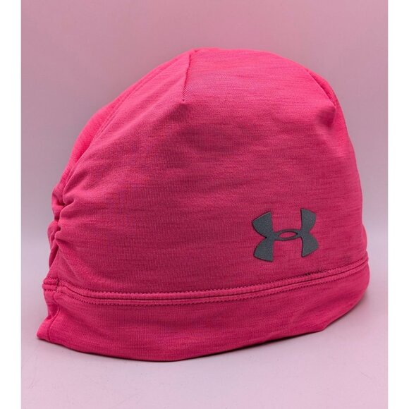 Under Armour Women’s Pink Fleece Warm Beanie Winter Hat OSFM Stretch Running - Picture 1 of 5